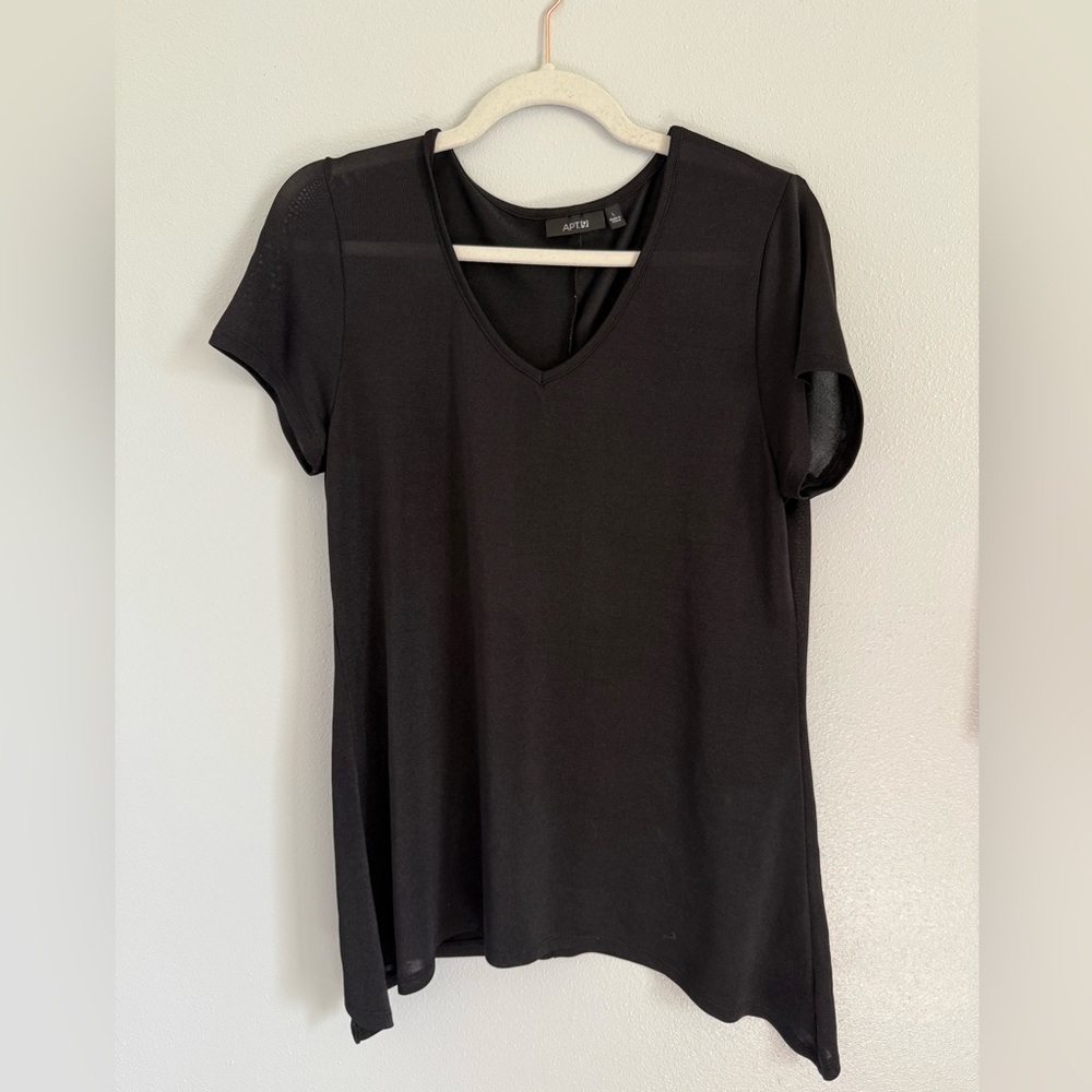 Apt. 9 Women’s Black V-Neck Short Sleeve Top Size Large